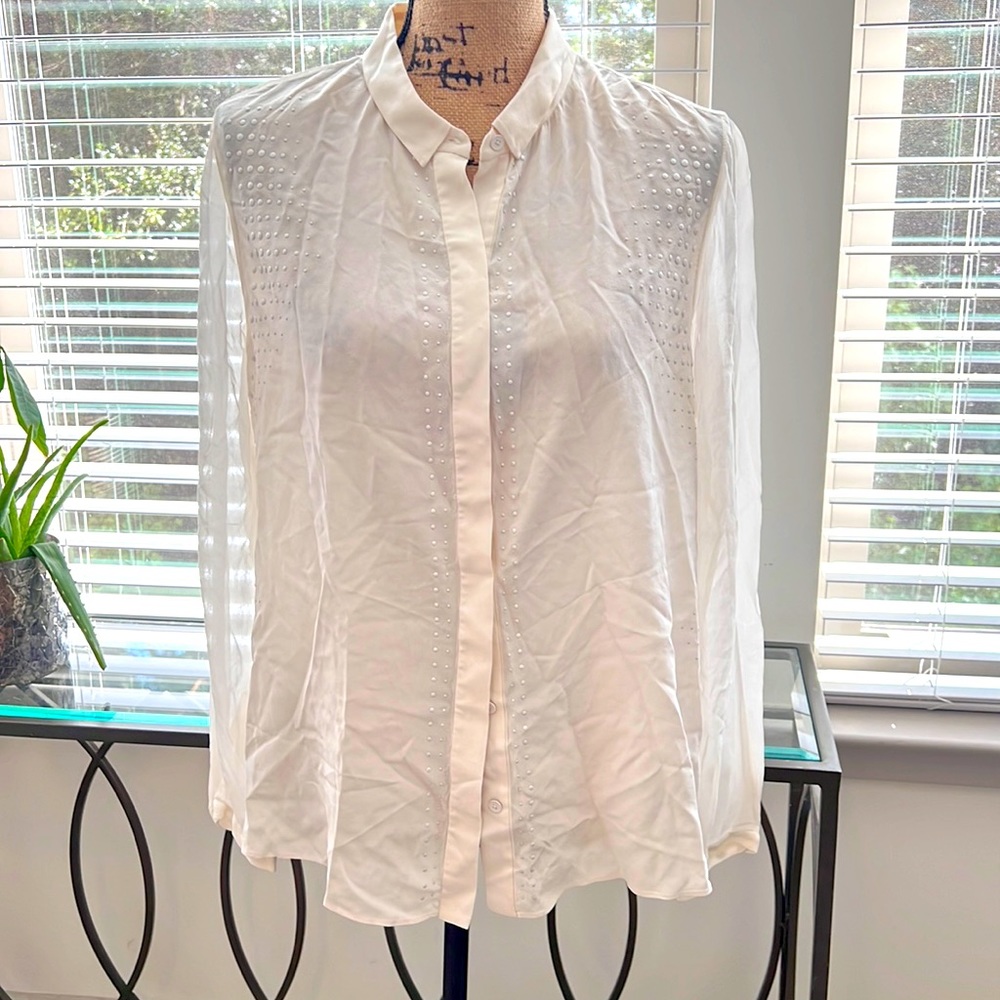 100% Silk Sheer Elie Tahari Blouse
